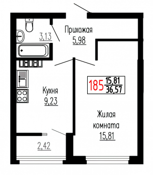 Однокомнатная №185