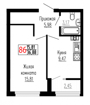 Однокомнатная №86
