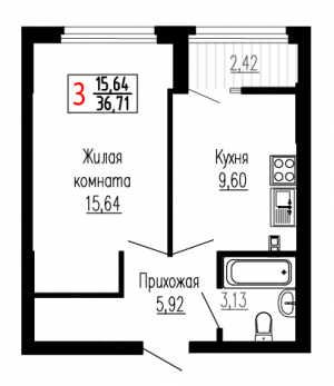 Однокомнатная №3