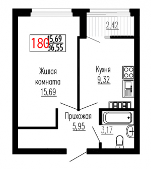 Однокомнатная №180