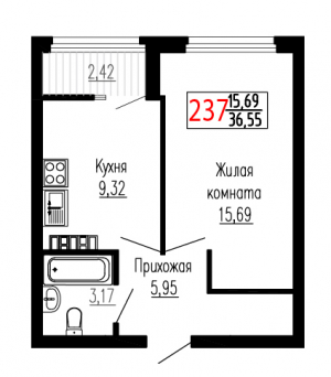 Однокомнатная №237