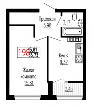 Однокомнатная №198