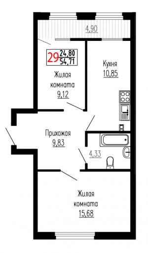 Двухкомнатная №29