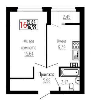 Однокомнатная №16