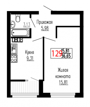 Однокомнатная №129
