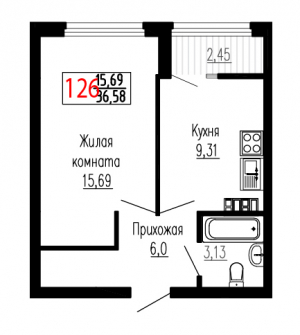 Однокомнатная №126