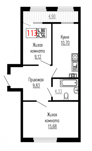 Двухкомнатная №113