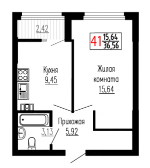 Однокомнатная №41