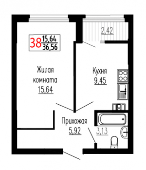 Однокомнатная №38
