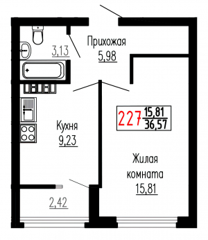 Однокомнатная №227