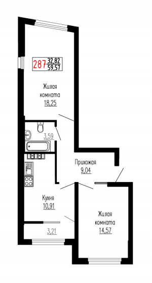 Двухкомнатная №287