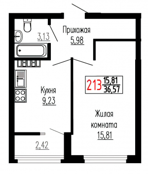 Однокомнатная №213