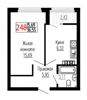Однокомнатная №248