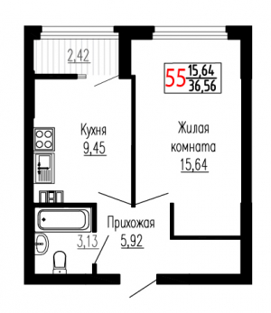 Однокомнатная №55