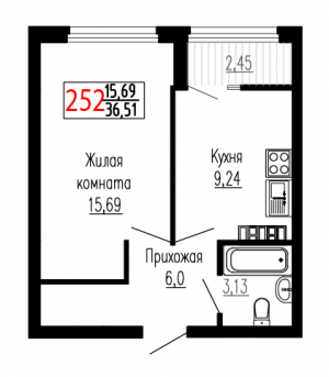 Однокомнатная №252