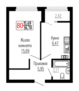 Однокомнатная №80