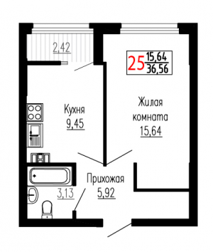 Однокомнатная №25