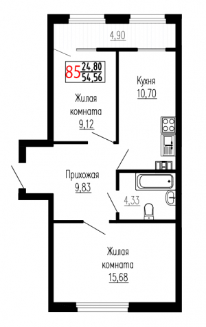 Двухкомнатная №85