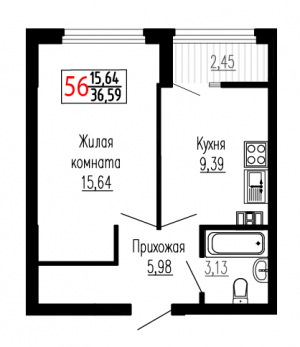 Однокомнатная №56