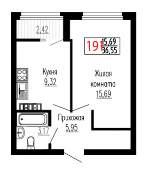 Однокомнатная №191