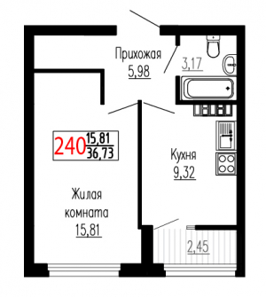 Однокомнатная №240