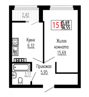 Однокомнатная №151