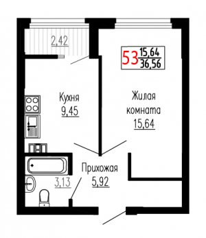 Однокомнатная №53