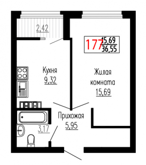 Однокомнатная №177
