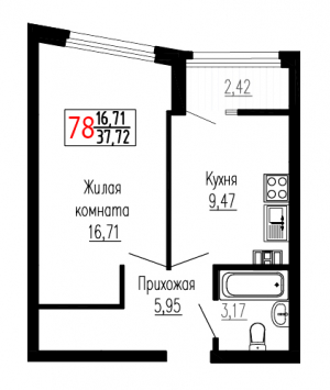 Однокомнатная №78