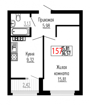 Однокомнатная №157