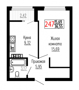 Однокомнатная №247