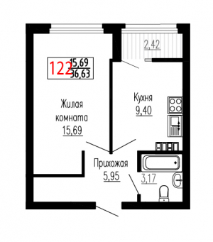 Однокомнатная №122