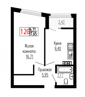 Однокомнатная №120