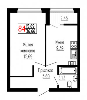 Однокомнатная №84