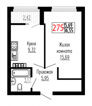 Однокомнатная №275