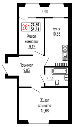 Двухкомнатная №281