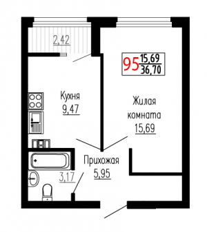 Однокомнатная №95