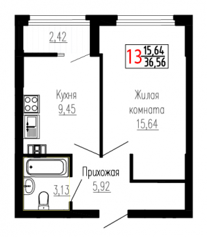 Однокомнатная №13