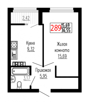 Однокомнатная №289