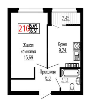 Однокомнатная №210