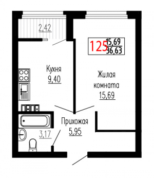 Однокомнатная №125