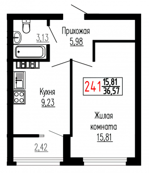 Однокомнатная №241