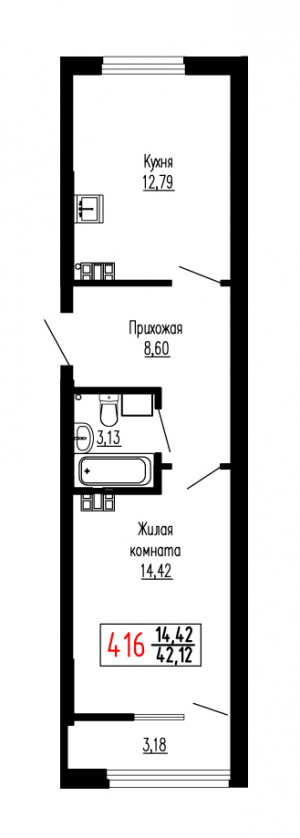 Однокомнатная №416