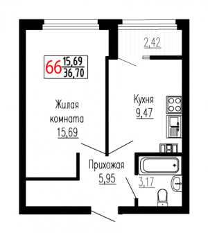 Однокомнатная №66