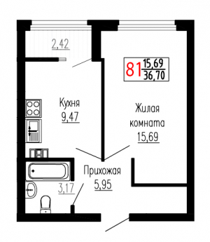 Однокомнатная №81