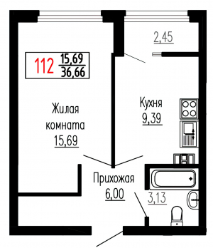 Однокомнатная №112