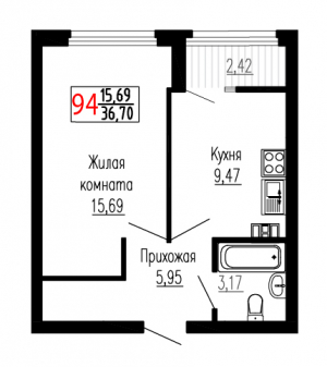 Однокомнатная №94