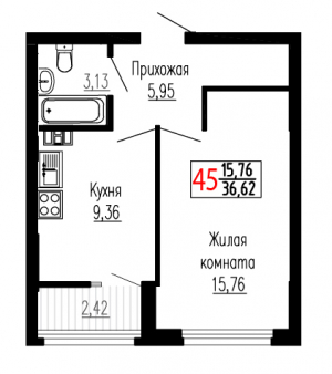 Однокомнатная №45