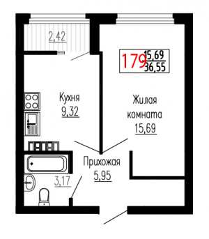 Однокомнатная №179