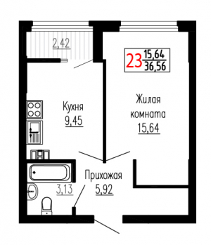 Однокомнатная №23